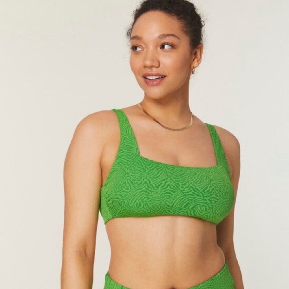 NWT Andie Swim The Rye Bikini Top Green Zebra Print Size XL